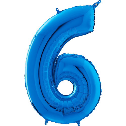 Palloncino Medio Numero 6 Blu (65 cm)