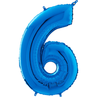 Palloncino Medio Numero 6 Blu (65 cm) Mylar