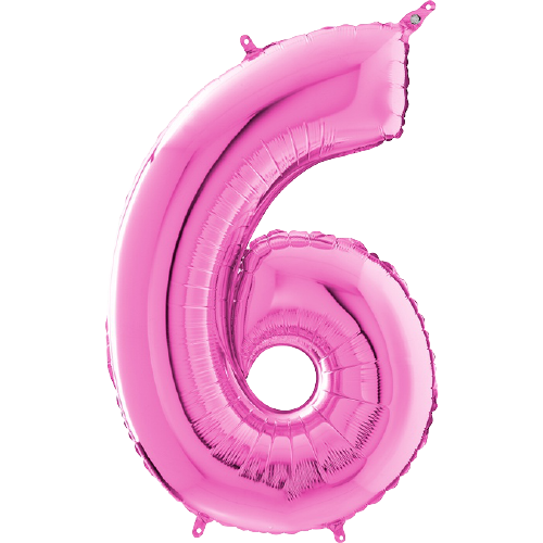 Palloncino Medio Numero 6 Fucsia (65 cm)