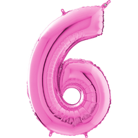 Palloncino Medio Numero 6 Fucsia (65 cm) Mylar