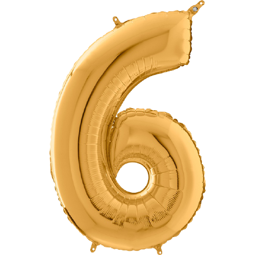 Palloncino Medio Numero 6 Oro (65 cm)