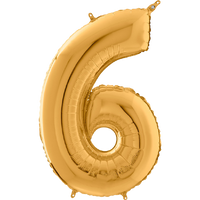 Palloncino Medio Numero 6 Oro (65 cm) Mylar
