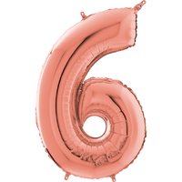 Palloncino Medio Numero 6 Rosa Gold (65 cm) Mylar
