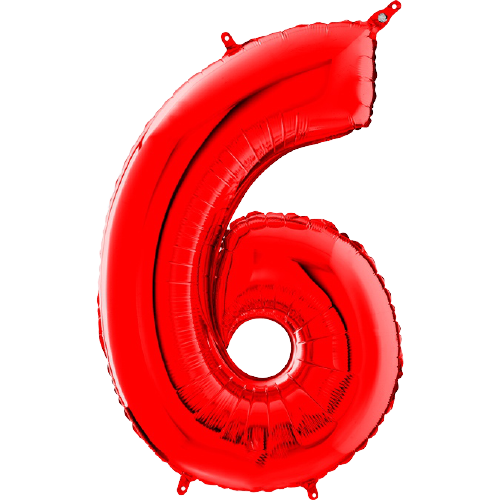 Palloncino Medio Numero 6 Rosso (65 cm)