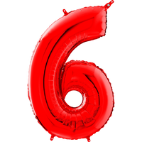 Palloncino Medio Numero 6 Rosso (65 cm) Mylar