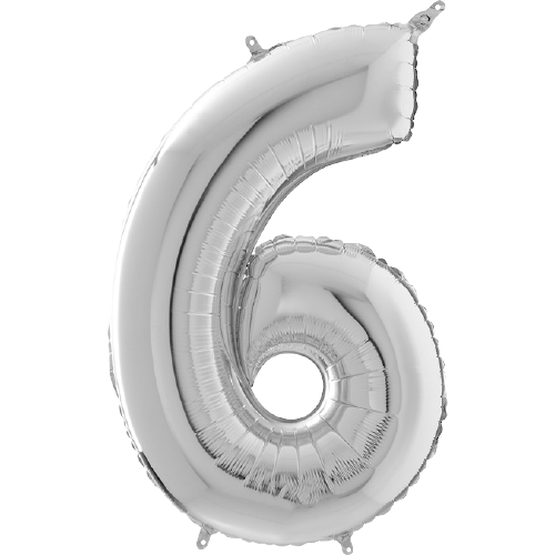 Palloncino Medio Numero 6 Argento (65 cm)