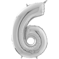 Palloncino Medio Numero 6 Argento (65 cm) Mylar