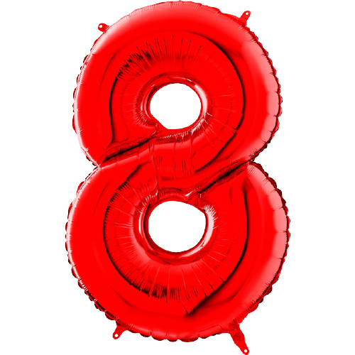 Palloncino Medio Numero 8 Rosso (65 cm)