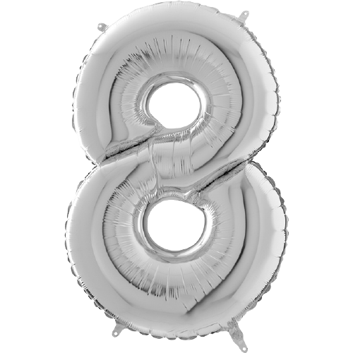 Palloncino Medio Numero 8 Argento (65 cm)