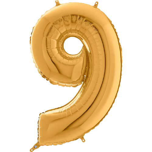 Palloncino Medio Numero 9 Oro (65 cm)