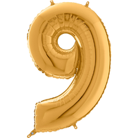 Palloncino Medio Numero 9 Oro (65 cm) Mylar