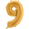 Palloncino Medio Numero 9 Oro (65 cm) Mylar