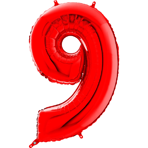 Palloncino Medio Numero 9 Rosso (65 cm)