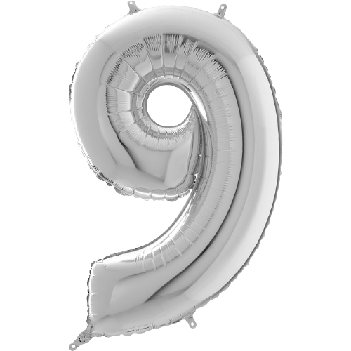 Palloncino Medio Numero 9 Argento (65 cm)