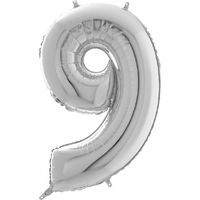 Palloncino Medio Numero 9 Argento (65 cm) Mylar