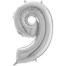 Palloncino Medio Numero 9 Argento (65 cm) Mylar