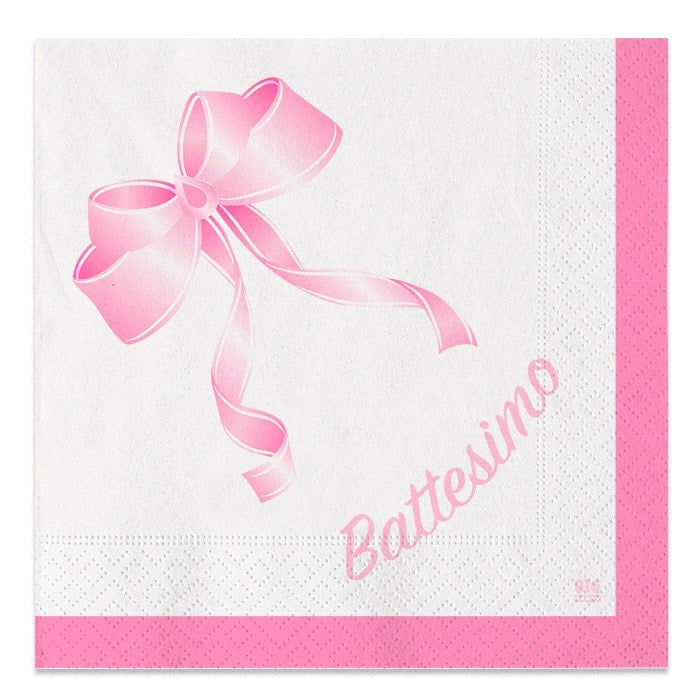 Tovaglioli di Carta Fiocco Battesimo Rosa