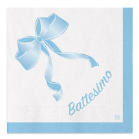 Tovaglioli di Carta Fiocco Battesimo Celeste 33 x 33 cm
