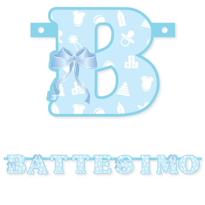 Festone Scritta Battesimo Celeste 140 cm