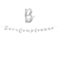 Festone Buon Compleanno Argento Metal 300 cm