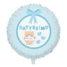 Palloncino Tondo Battesimo Celeste Teddy Mylar 45 cm
