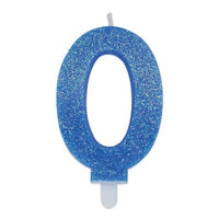 Candelina Sweety Celeste Glitter Numero 0 9 cm