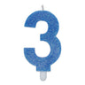 Candelina Sweety Celeste Glitter Numero 3 9 cm