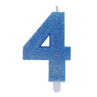 Candelina Sweety Celeste Glitter Numero 4 9 cm