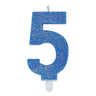 Candelina Sweety Celeste Glitter Numero 5 9 cm