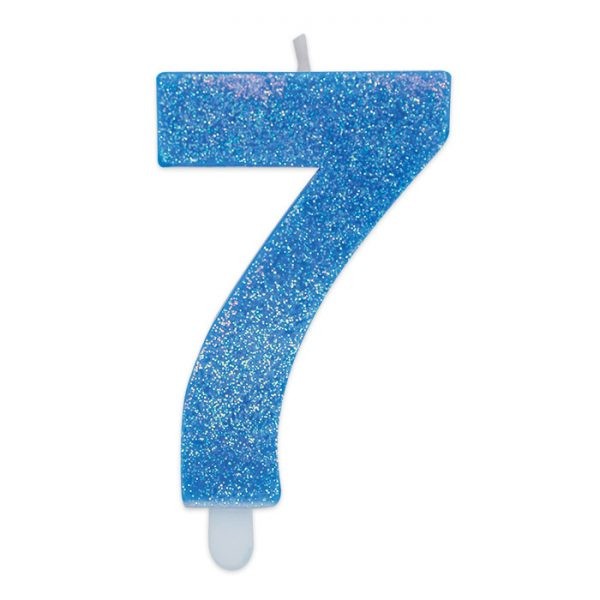 Candelina Sweety Celeste Glitter Numero 7