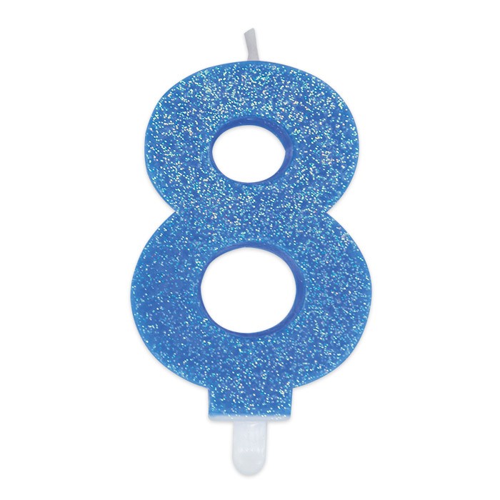 Candelina Sweety Celeste Glitter Numero 8