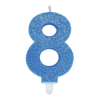 Candelina Sweety Celeste Glitter Numero 8 9 cm