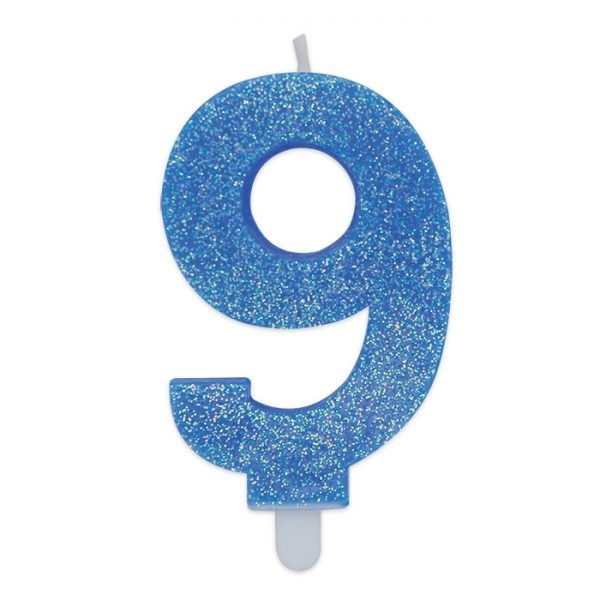 Candelina Sweety Celeste Glitter Numero 9
