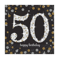 Tovaglioli di Carta 50 Nero con Brillantini 33 x 33 cm