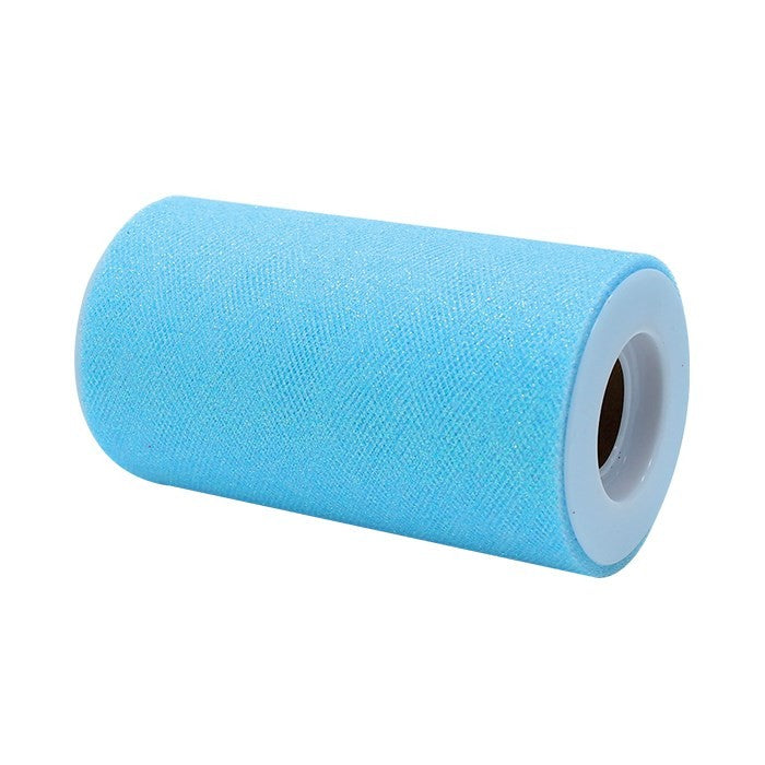 Tulle Glitter Celeste 12,5 x 25 mt