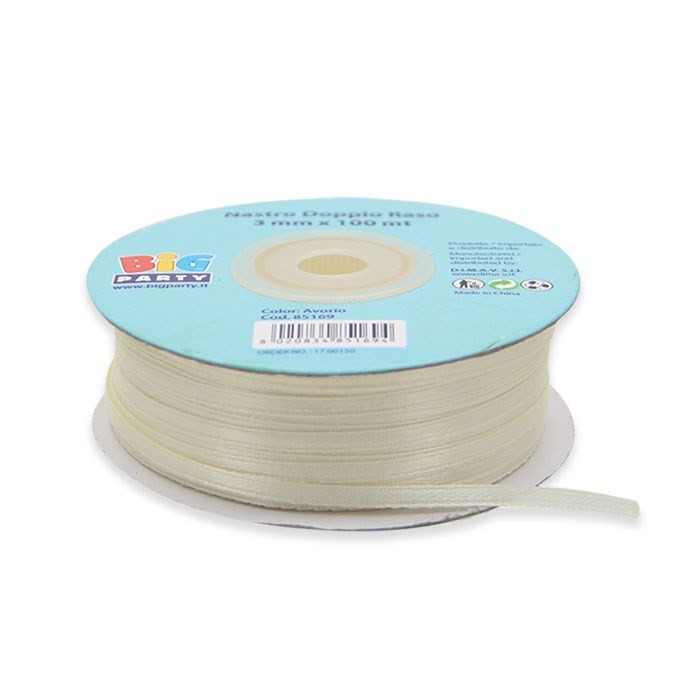 Nastrino Avorio Doppio Raso 3 mm x 100 mt