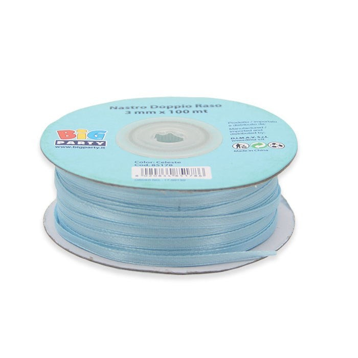 Nastrino Celeste Doppio Raso 3 mm x 100 mt