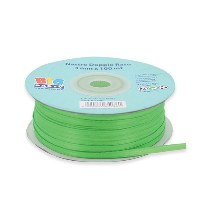 Nastrino Verde Mela Doppio Raso 3 mm x 100 mt