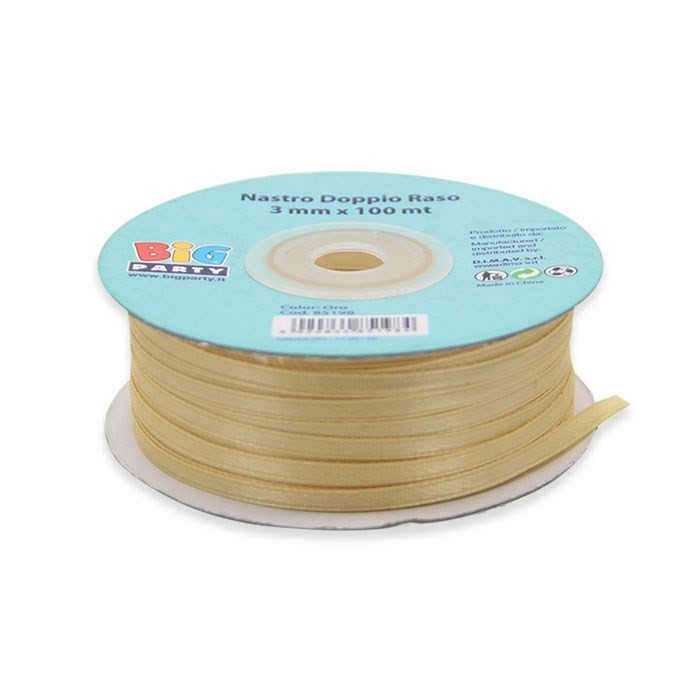 Nastrino Oro Doppio Raso 3 mm x 100 mt