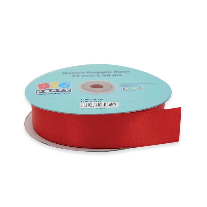 Nastro Rosso Doppio Raso 25 mm x 50 mt