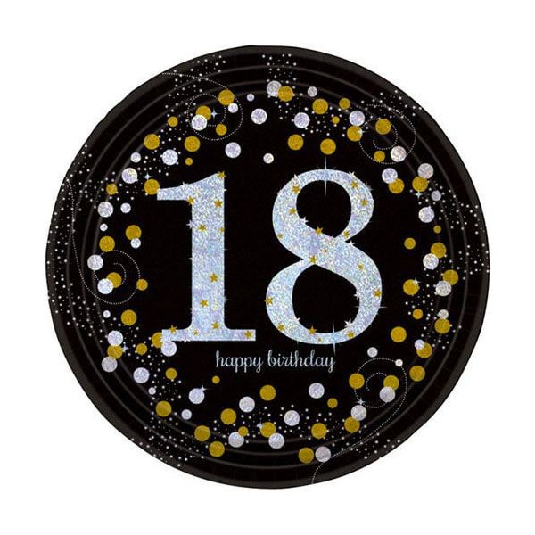 Piatti Neri 18 Anni 23 cm (8 pz)