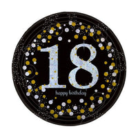 Piatti Neri 18 Anni 23 cm (8 pz) Carta