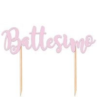 Cake Topper Battesimo Rosa 20 x 13 cm