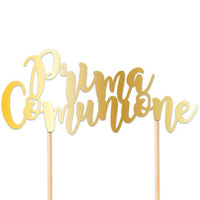 Cake Topper Prima Comunione Gold 20 x 13 cm Oro