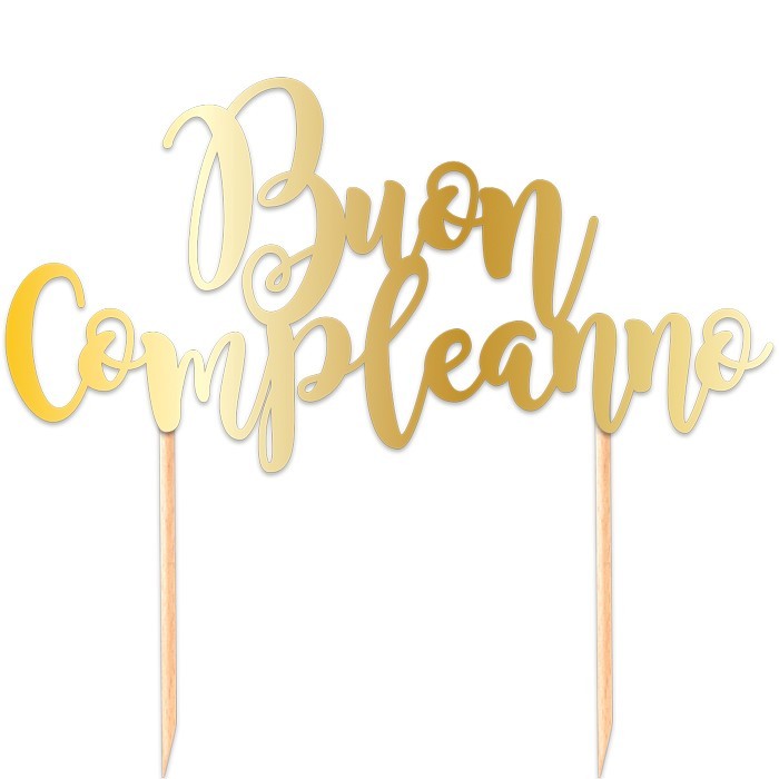 Cake Topper Buon Compleanno Gold