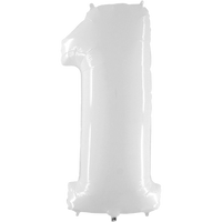 Palloncino Gigante Numero 1 - Bianco Fluo Mylar 100 cm