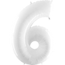 Palloncino Gigante Numero 6 - Bianco Fluo Mylar 100 cm