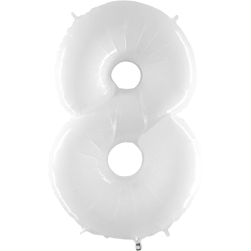 Palloncino Gigante Numero 8  - Bianco Fluo