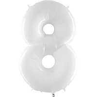 Palloncino Gigante Numero 8  - Bianco Fluo Mylar 100 cm