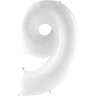 Palloncino Gigante Numero 9 - Bianco Fluo Mylar 100 cm